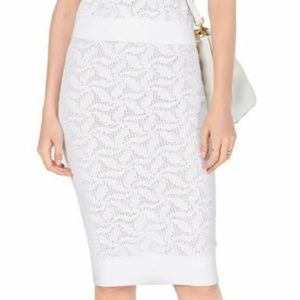 NWT Michael Kors Skirt White Open Knit Pencil Sweater, White Size L